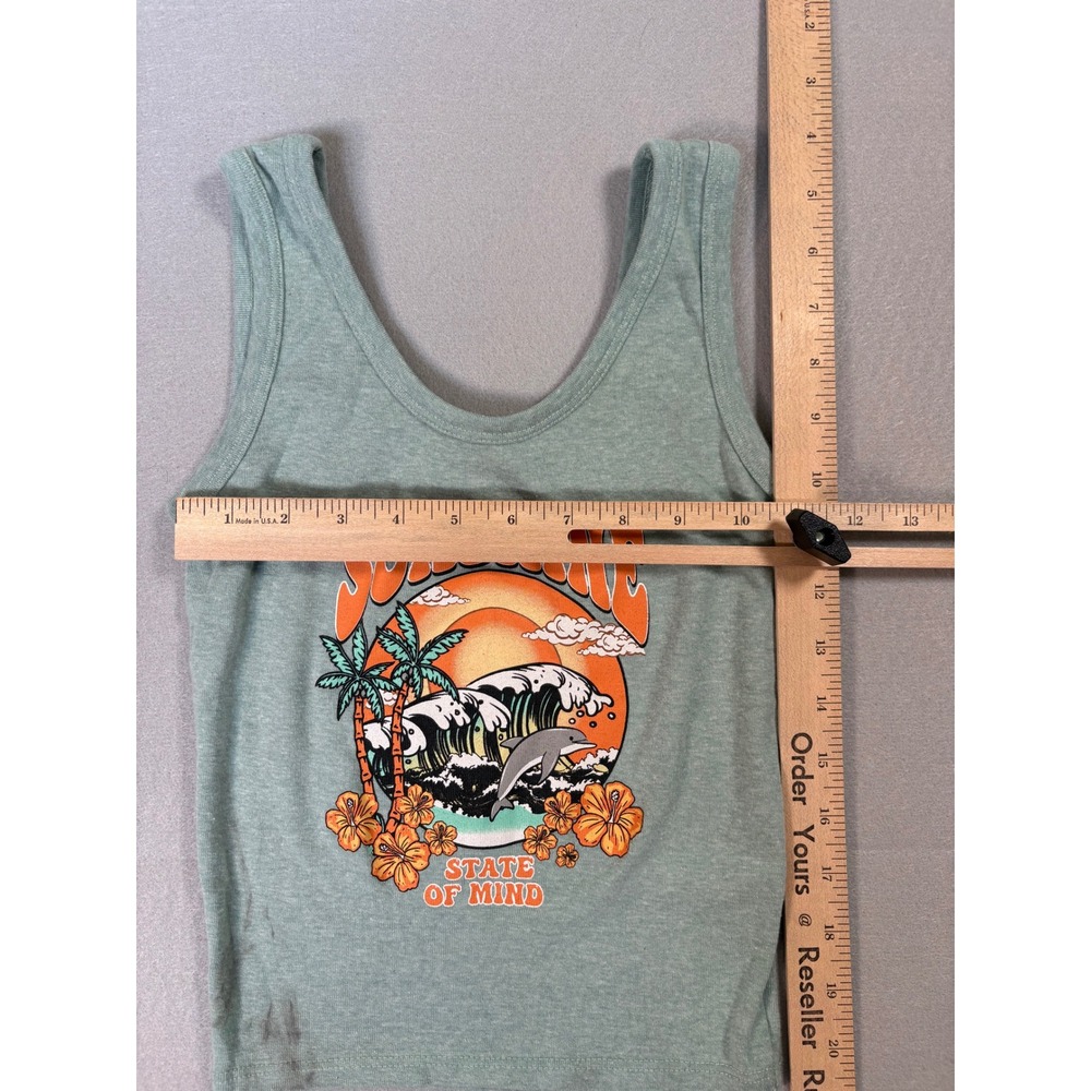Obsessive Love Sunshine State of Mind Vintage Graphic Tank Top Retro Dolphin - Picture 3 of 9